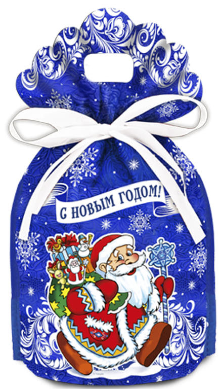 сладкий новогодний подарок Мешочек Сказка постучится в дом синий